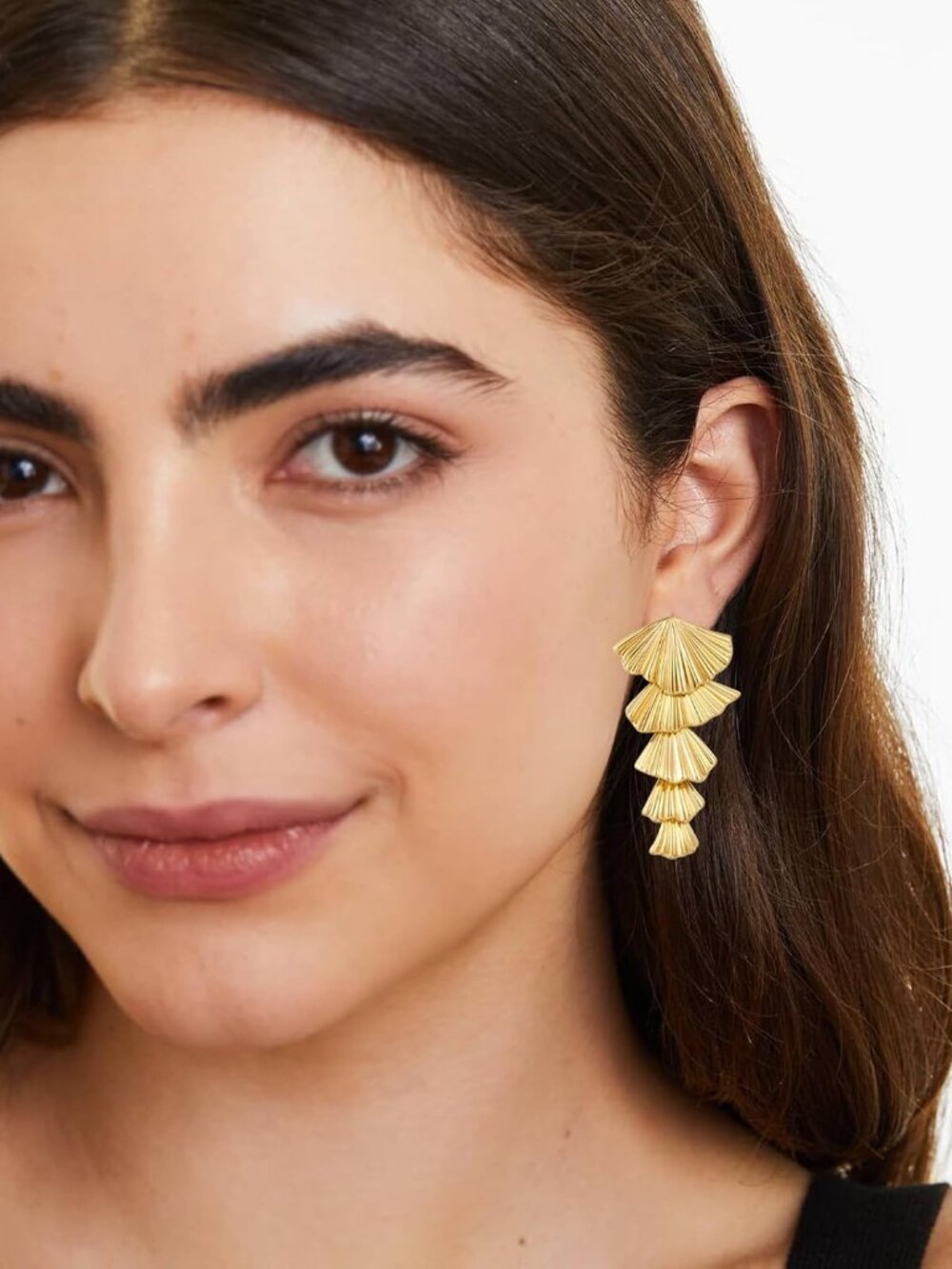 Gold Shell Drop Earrings for Women Seashell Dangle Earrings Ocean Beach Earrings - Picture 3 of 5